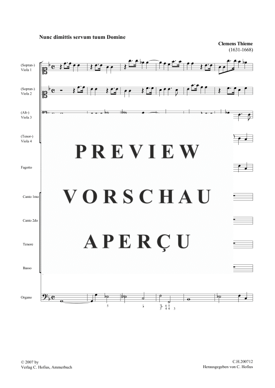 gallery: Nunc dimittis servum tuum Domine - Motette á 9, , (Gemischtes Ensemble SSTB, 4 Violen, Fagott und BC)