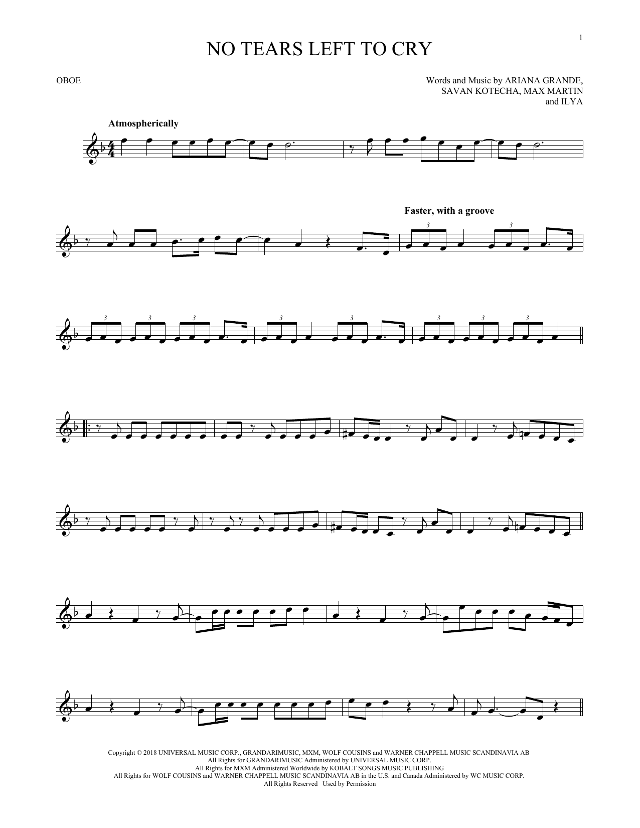 Produktgalerie: Seite 1 von 1 No Tears Left To Cry, Ariana Grande, Oboe