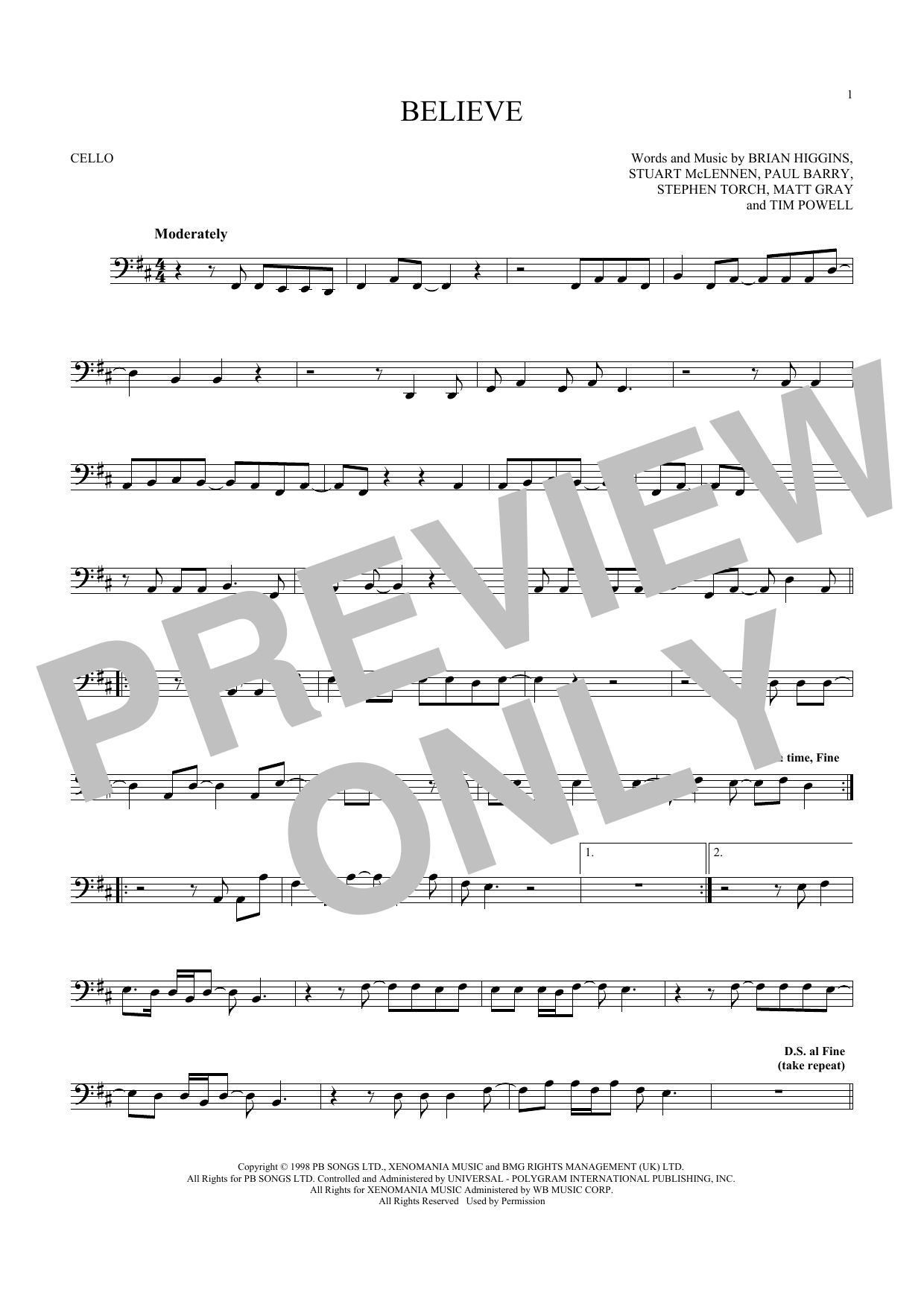 Produktgalerie: Seite 1 von 1 Believe, Cher, Violoncello