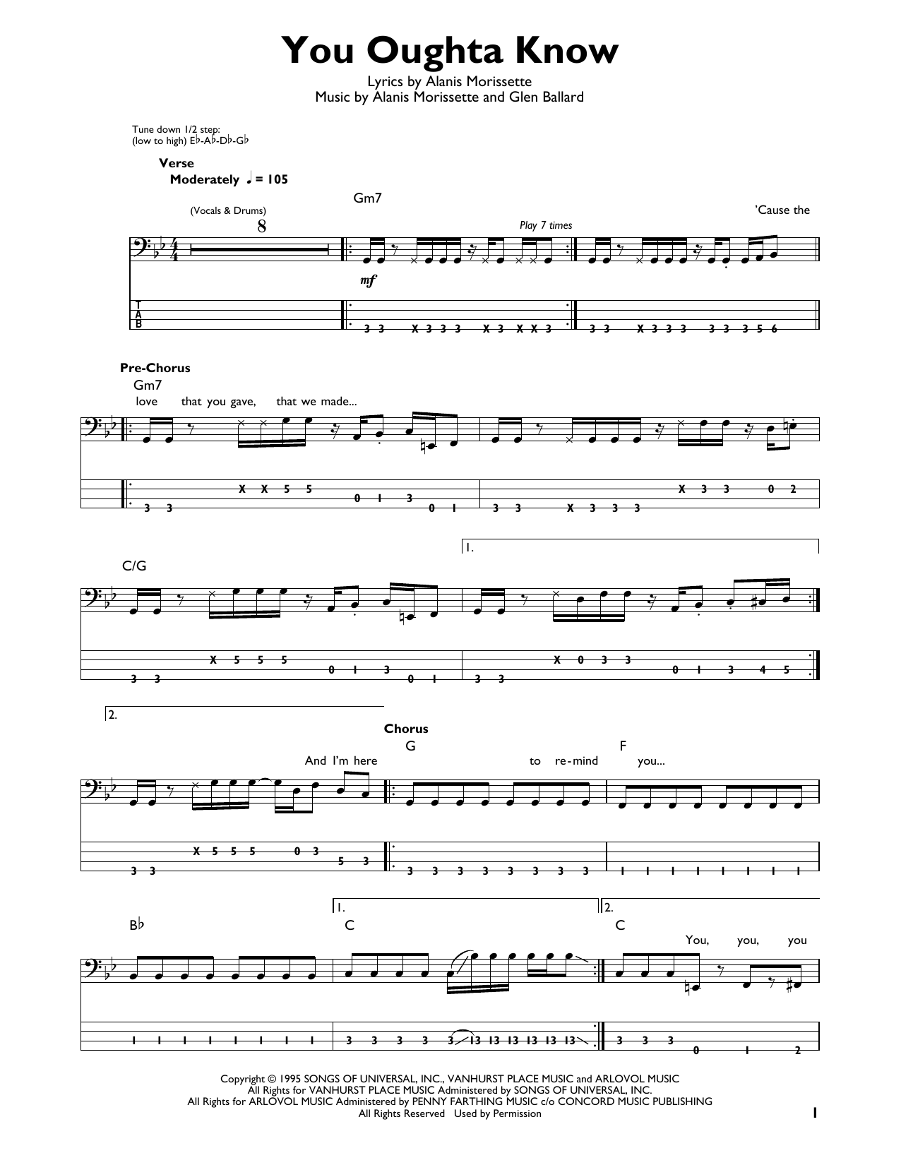 Produktgalerie: Seite 1 von 1 You Oughta Know, Alanis Morissette, E-Bass, Gitarre