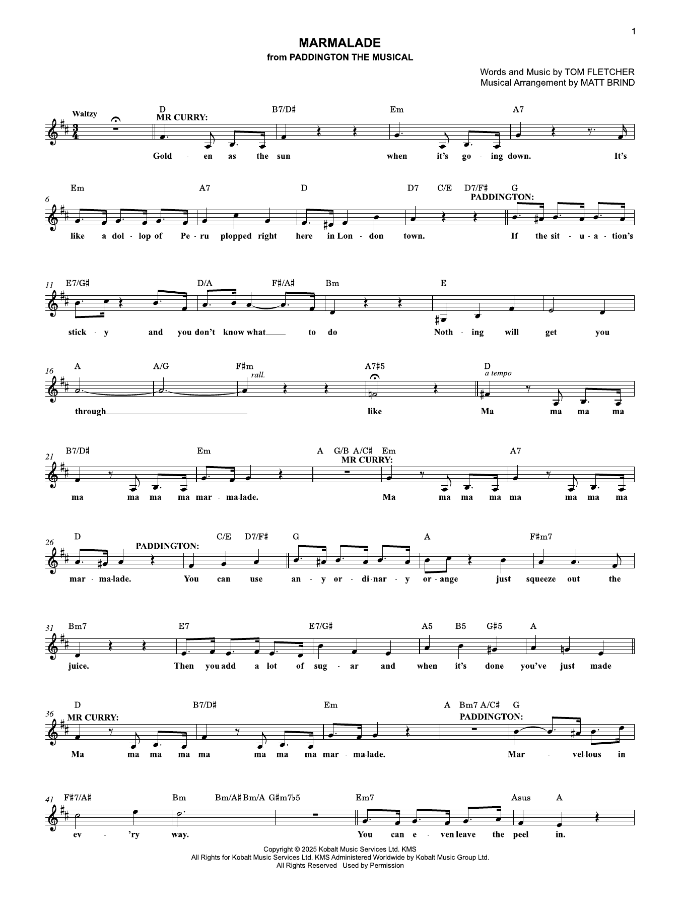 Produktgalerie: Seite 1 von 1 Marmalade (from Paddington The Musical), Tom Fletcher