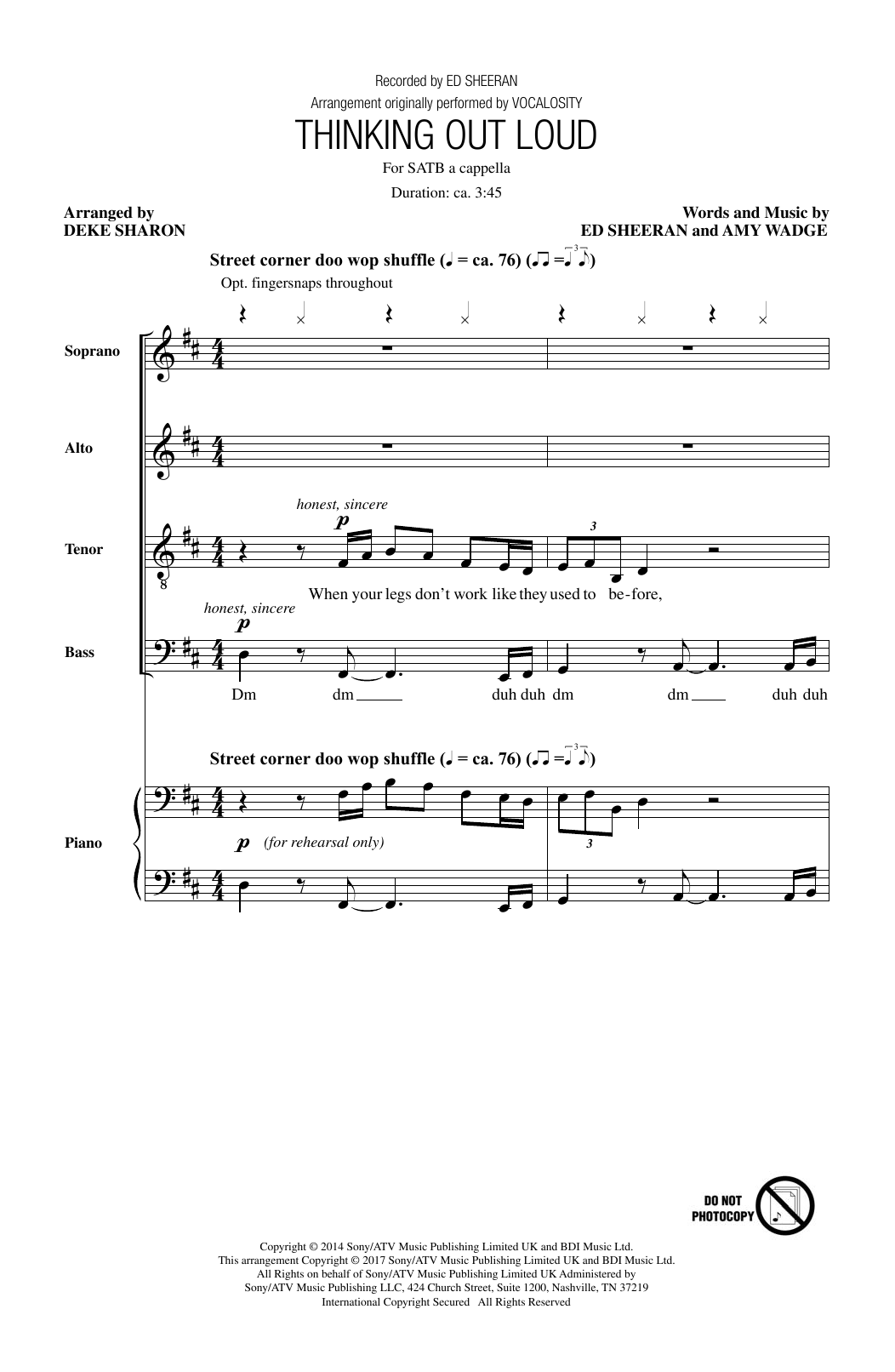 Produktgalerie: Seite 1 von 1 Thinking Out Loud (arr. Deke Sharon), Ed Sheeran, Chor