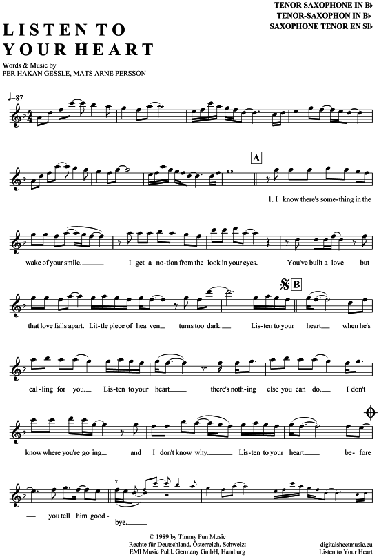 Product picture to: Listen to your heart Roxette