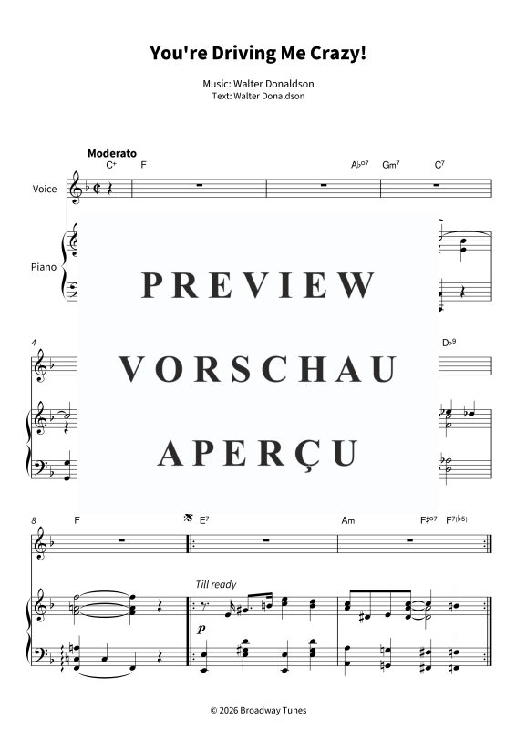 Produktgalerie: Seite 5 von 10 You´re Driving Me Crazy! - Timeless Jazz Standard - Piano-Vocal Edition with Lyrics, , Gesang und Klavier
