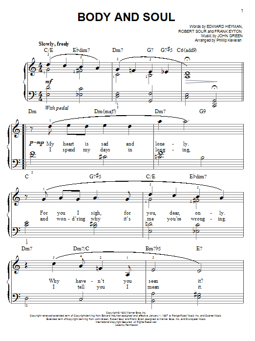 Product picture to: Body And Soul (arr. Phillip Keveren)