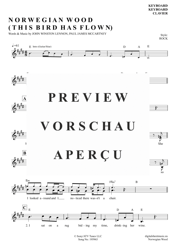 Product gallery: Page 2 of 3 Norwegian Wood, Beatles, The, (Keyboard)