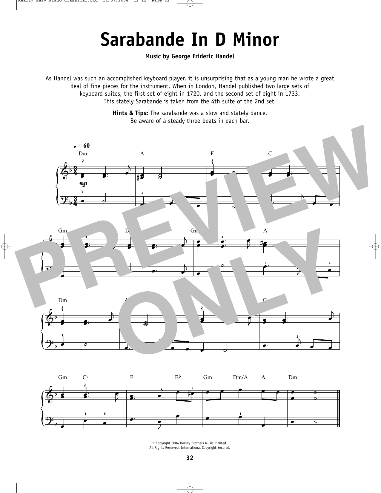 Produktbild zu:  Sarabande, HWV 437 - George Frideric Handel