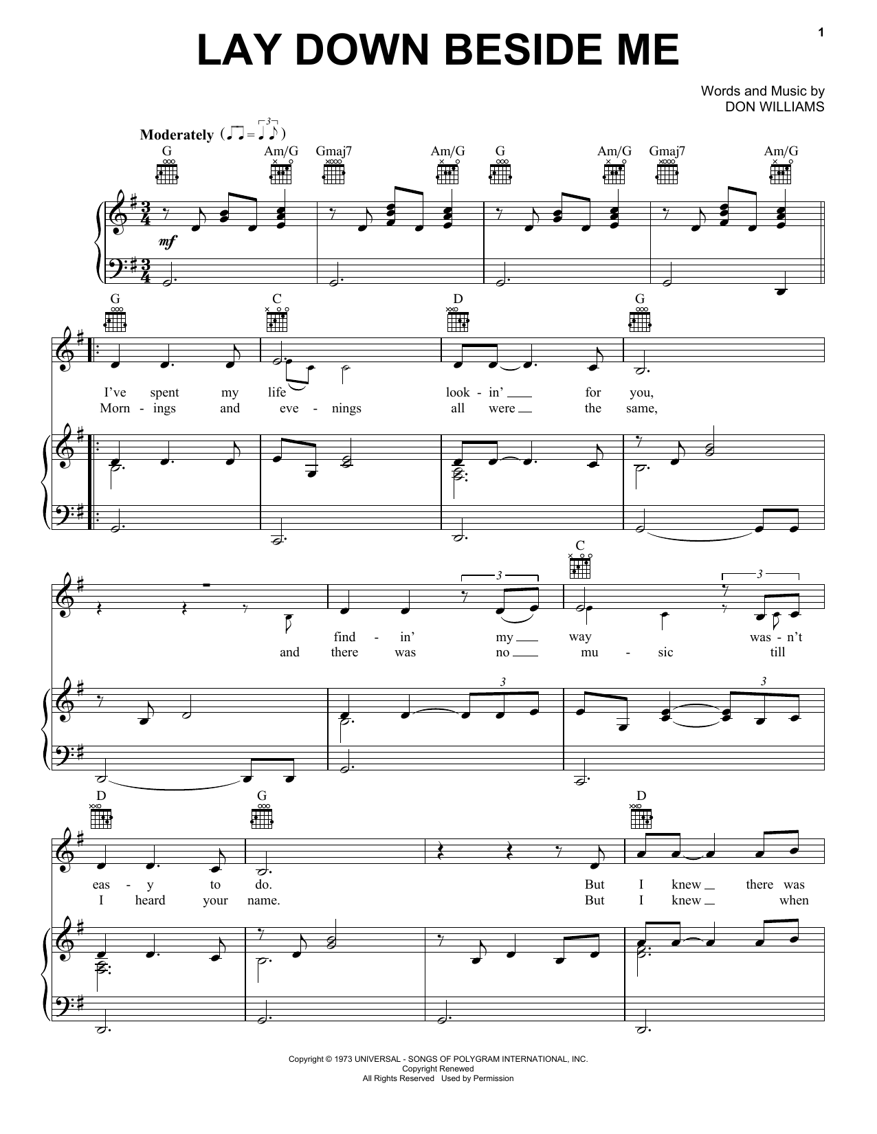 Produktgalerie: Seite 1 von 1 Lay Down Beside Me, Don Williams, Gesang, Gitarre, Klavier