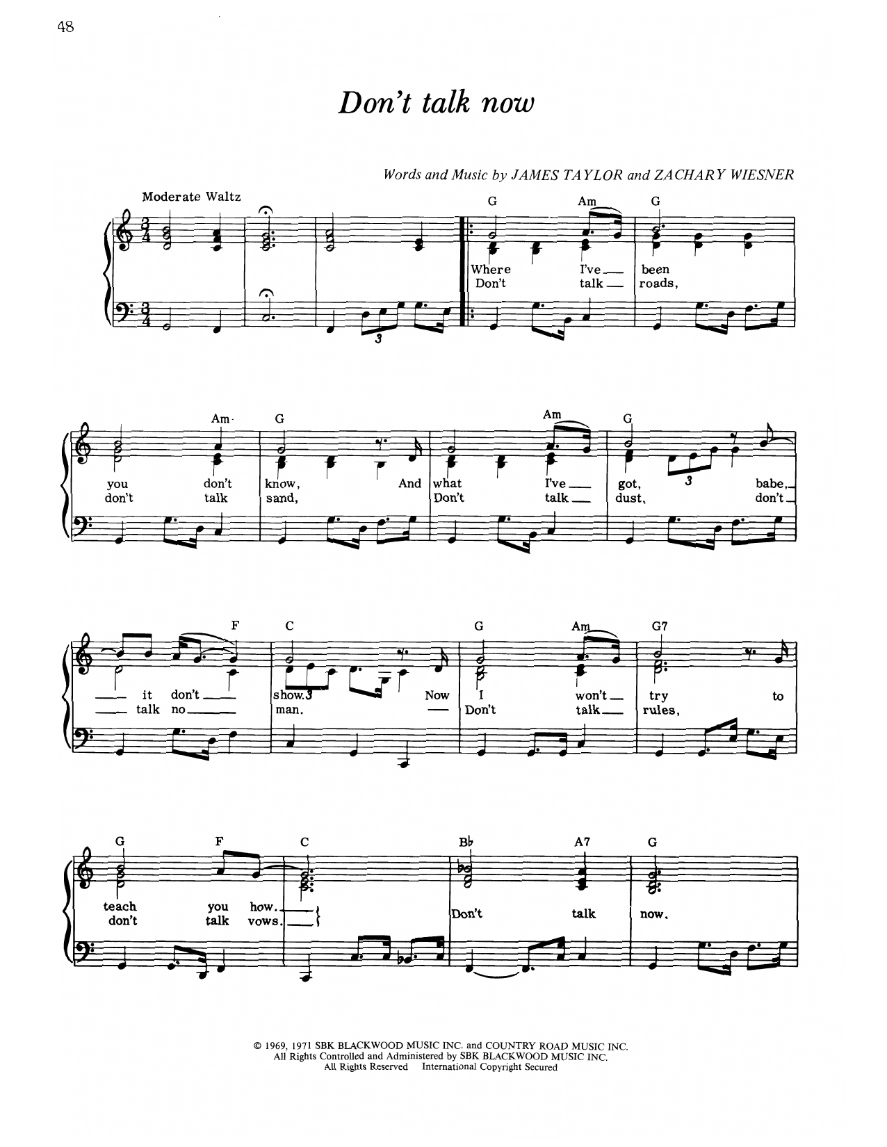 Produktgalerie: Seite 1 von 1 Don't Talk Now, James Taylor, Gesang, Gitarre, Klavier