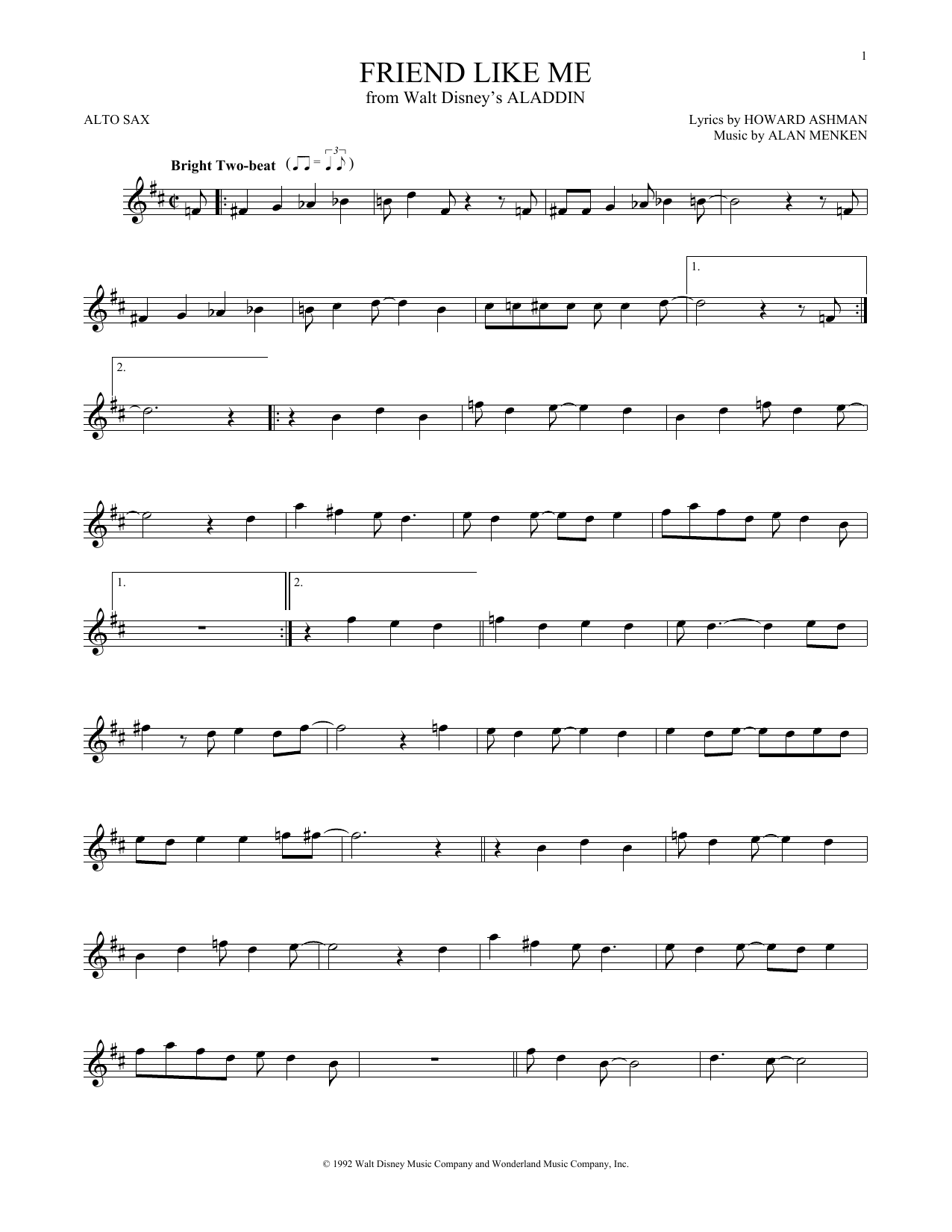 Product gallery: Page 1 of 1 Friend Like Me (from Aladdin), Alan Menken & Howard Ashman