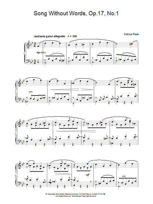 Produktbild zu: Song Without Words, Op.17, No.1