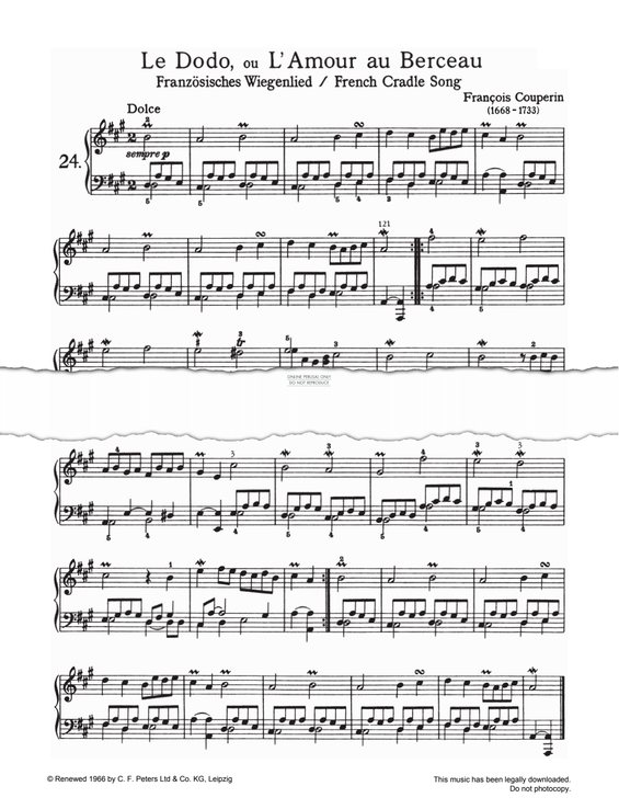 Produktgalerie: Seite 1 von 1 Le Dodo, ou L' Amour au Berceau, Francois Couperin, Klavier