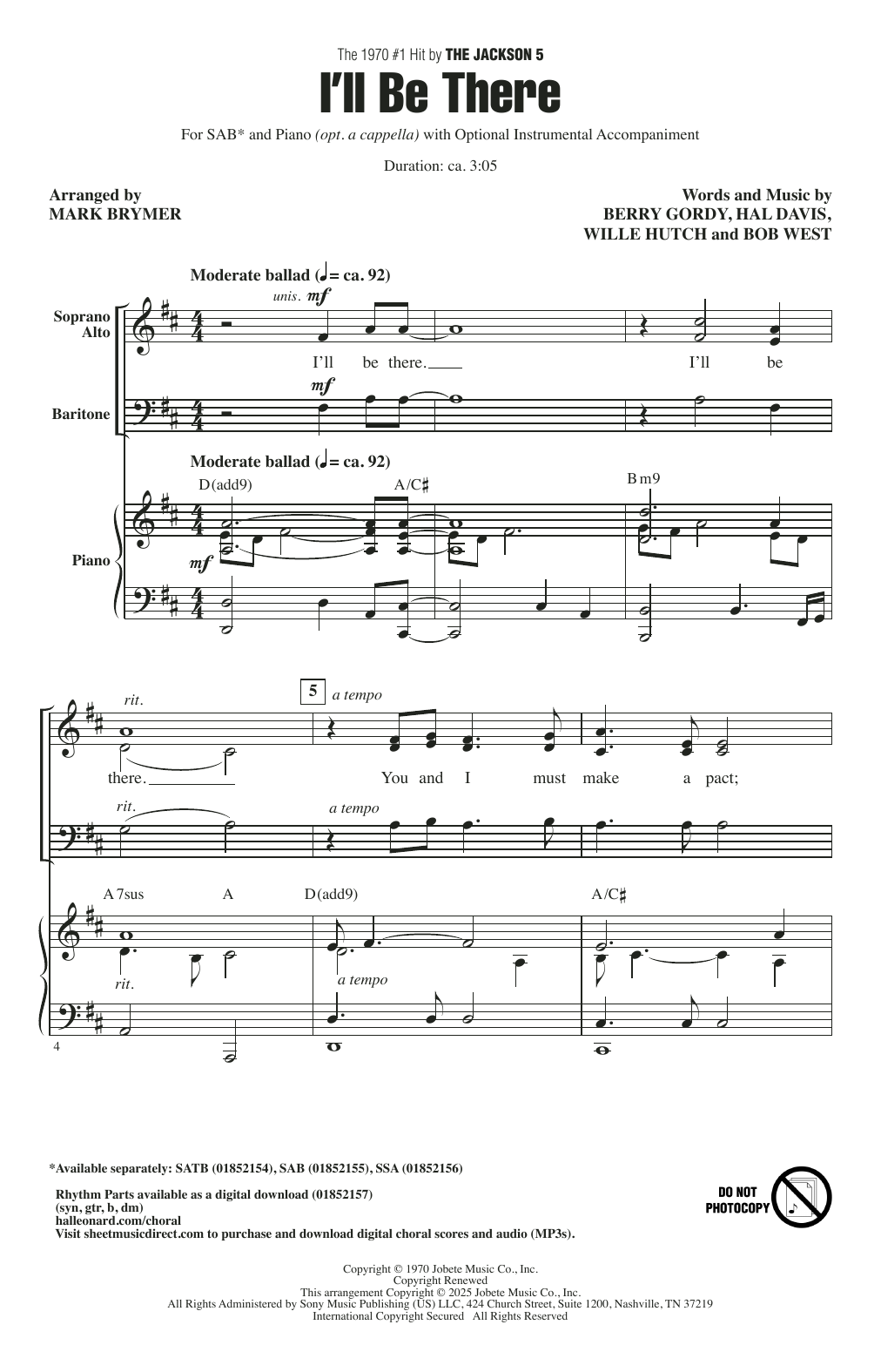 Produktgalerie: Seite 1 von 1 I'll Be There (arr. Mark Brymer), The Jackson 5, Chor