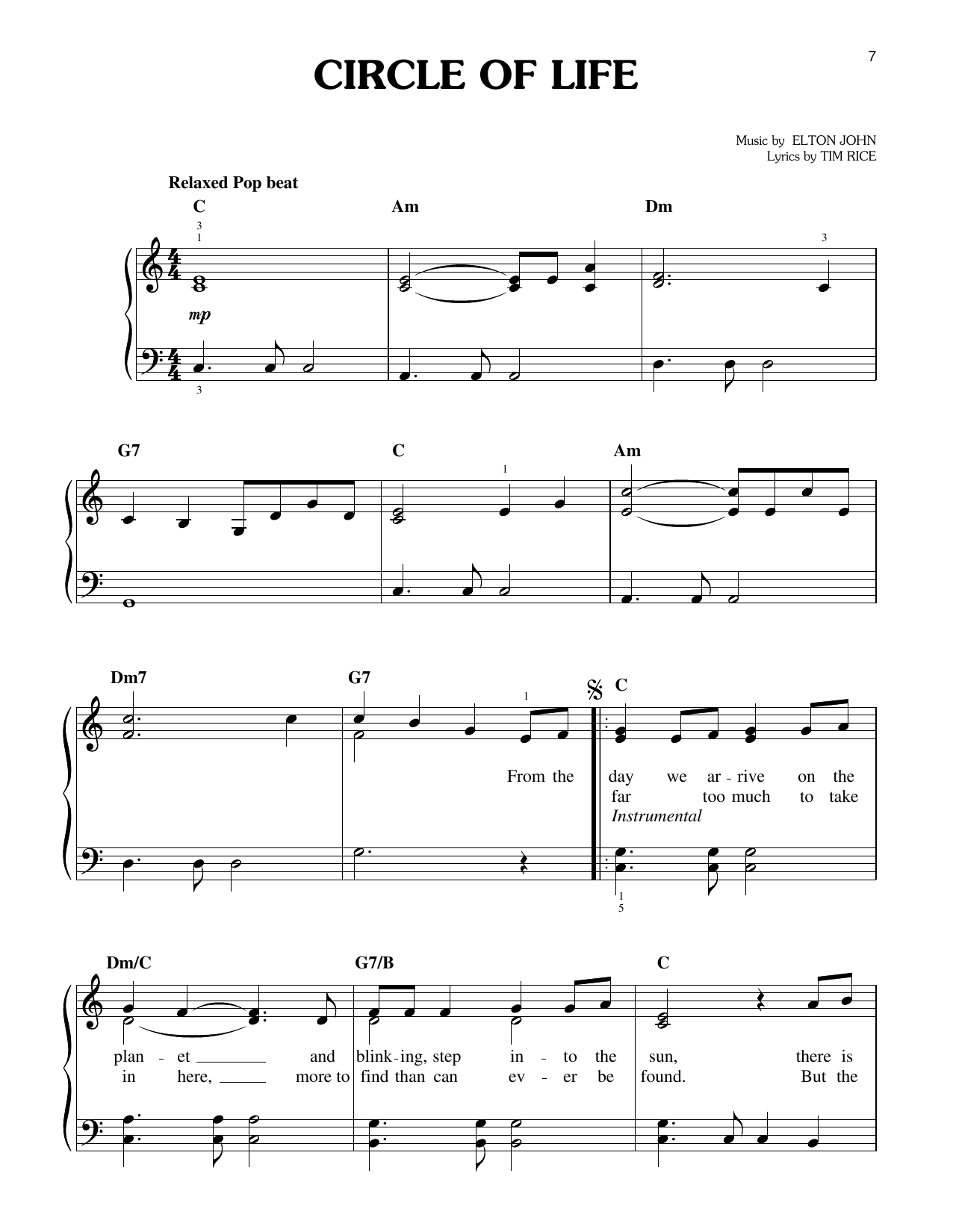 Produktbild zu: Circle Of Life (from The Lion King: Broadway Musical)