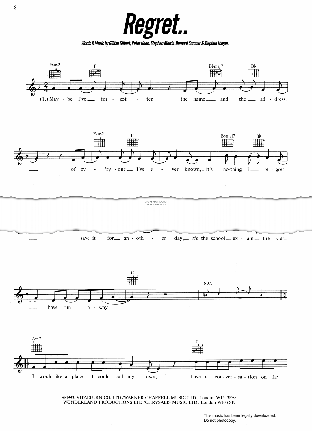 Product gallery: Page 1 of 1 Regret, New Order