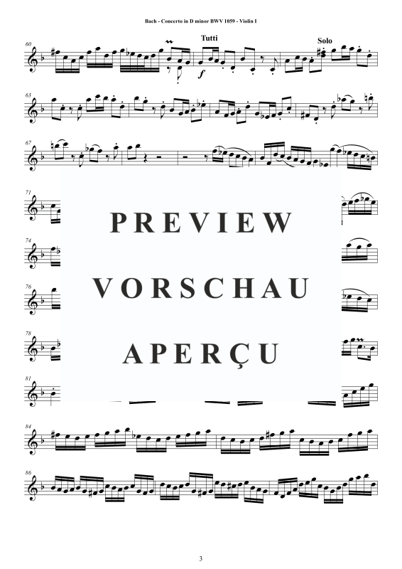 Product gallery: Page 4 of 11 Concerto in D-Moll BWV 1059, , String Quartet - Individual Parts