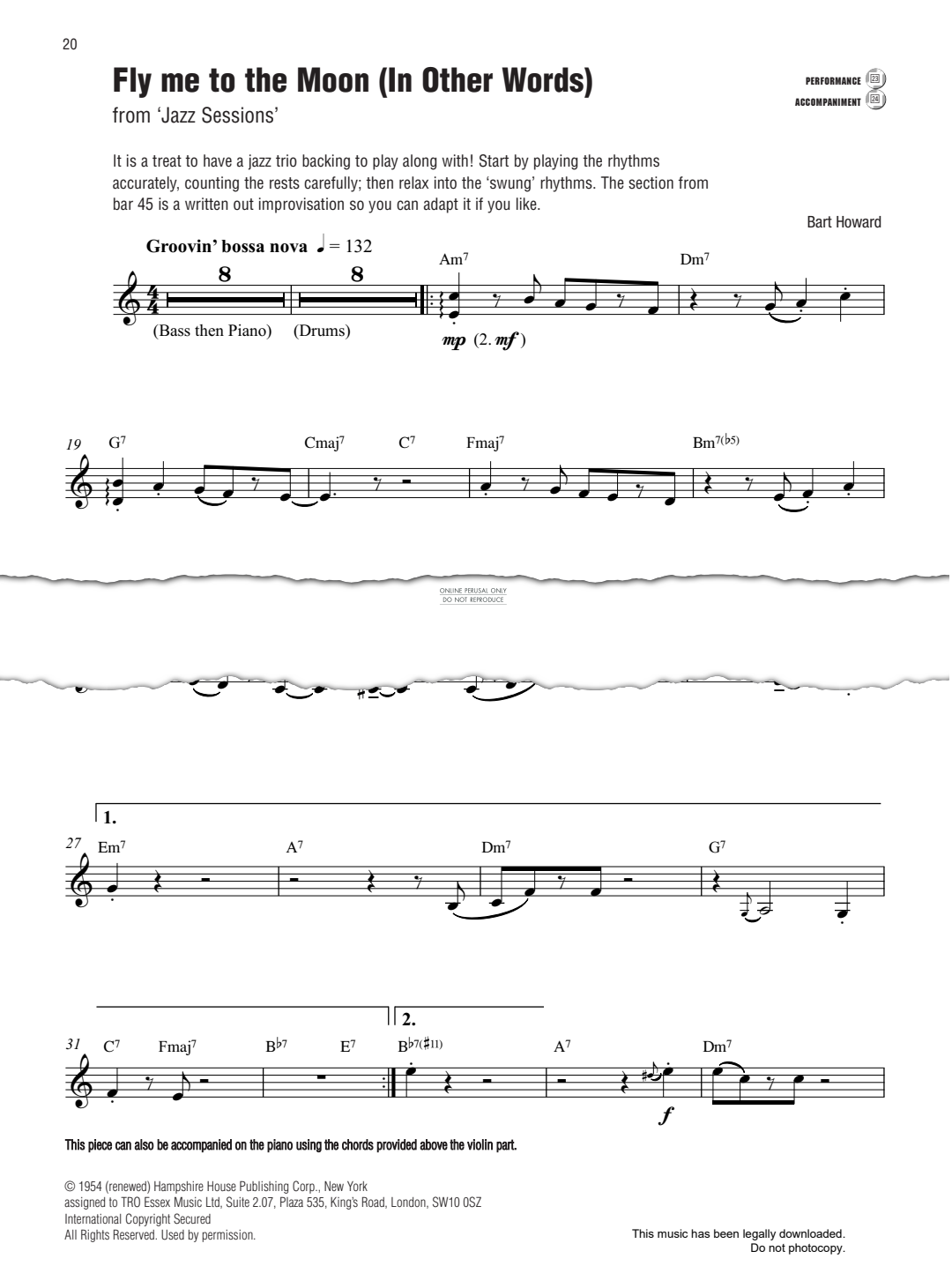 Produktgalerie: Seite 1 von 1 Fly Me To The Moon (In Other Words), Bart Howard, Violine