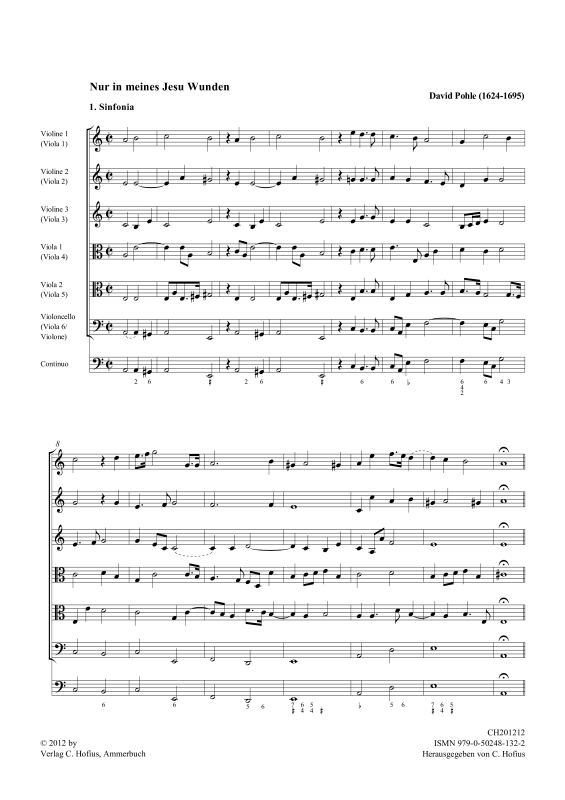 Produktgalerie: Seite 1 von 11 Nur in meines Jesu Wunden, , Gemischtes Ensemble SSATTB, 6 Violen und BC