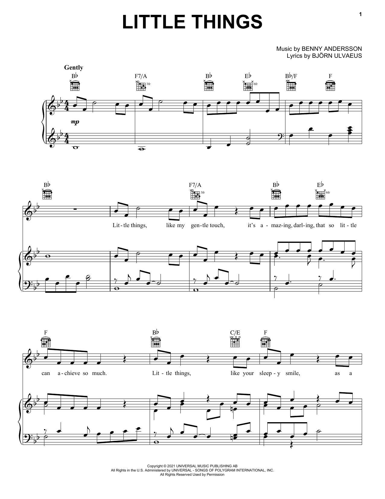 Produktgalerie: Seite 1 von 1 Little Things, ABBA, Gesang, Gitarre, Klavier