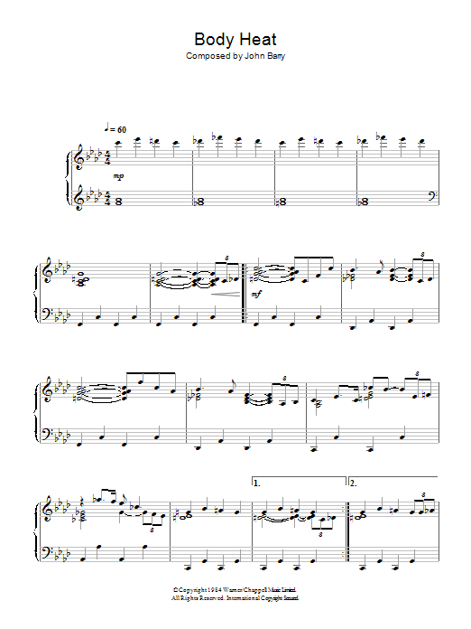 Produktbild zu:  Body Heat (from Body Heat) - John Barry