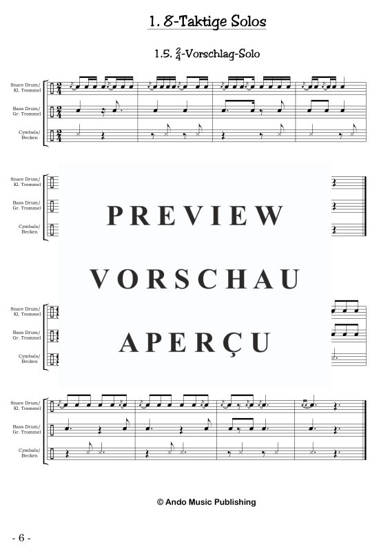 gallery: Solos für Marschtrommler - Band 1, , 50 Solostücke für Marschkapellen - Kleine Trommel, Große Trommel und Becken