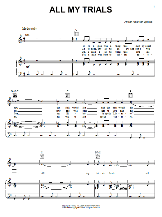 Produktgalerie: Seite 1 von 1 All My Trials, African-American Spiritual, Gesang, Gitarre, Klavier
