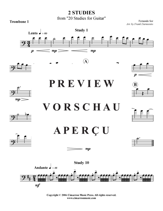 Product gallery: Page 6 of 13 Zwei Studien (1 and 10) , , Trombone Quartet