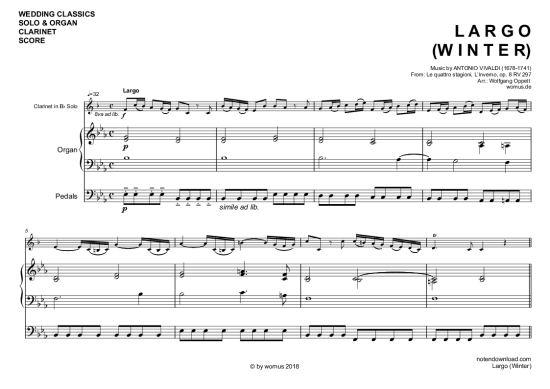 Product picture to: Largo (Winter) Antonio Vivaldi (arr. WO)