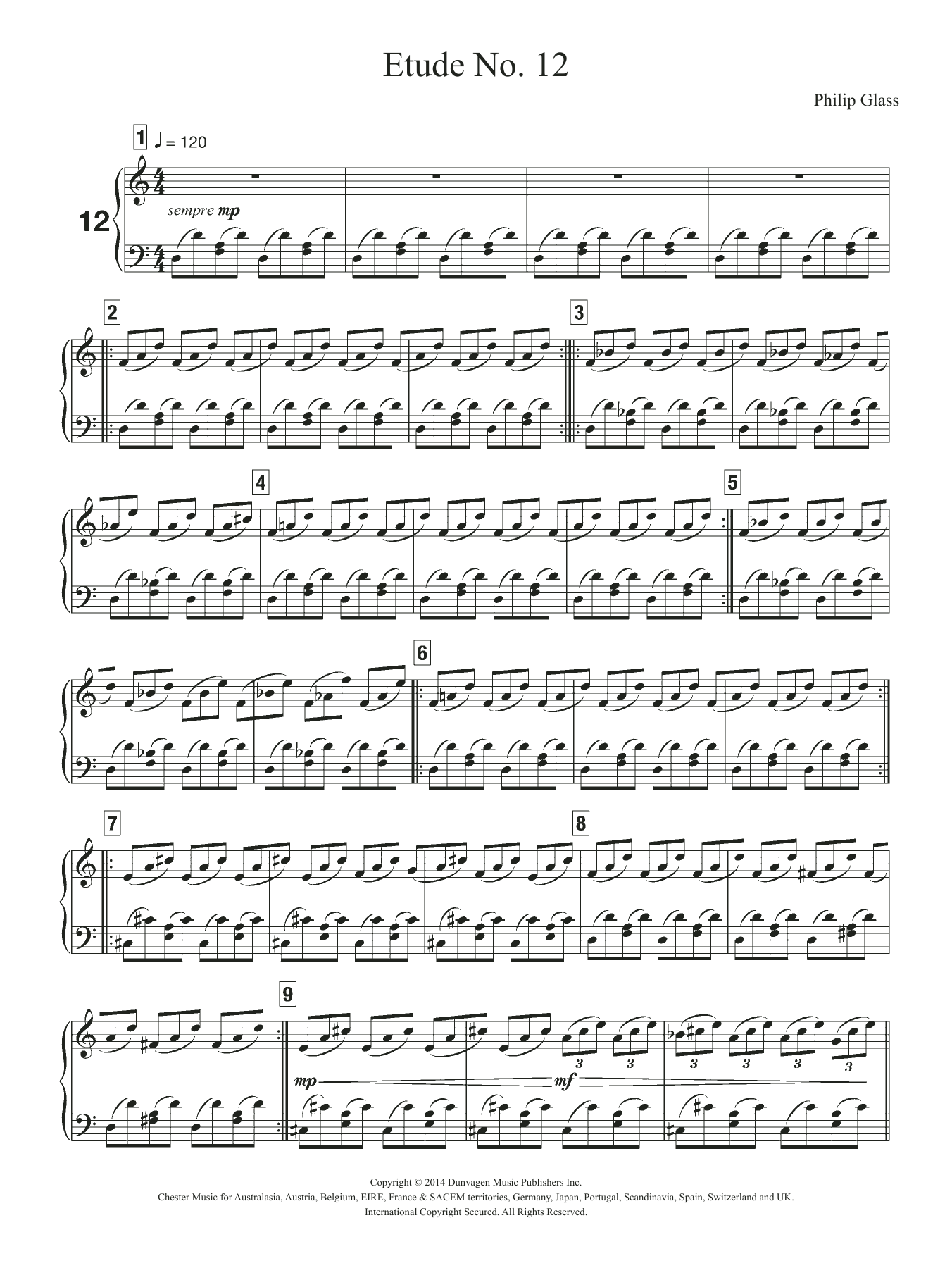 Product gallery: Page 1 of 1 Etude No. 12, Philip Glass
