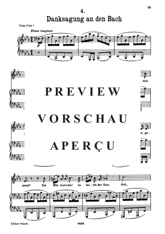 Product gallery: Page 2 of 4 Danksagung an den Bach, D.795-4 (Die Schöne Müllerin), , Low Voice and Piano
