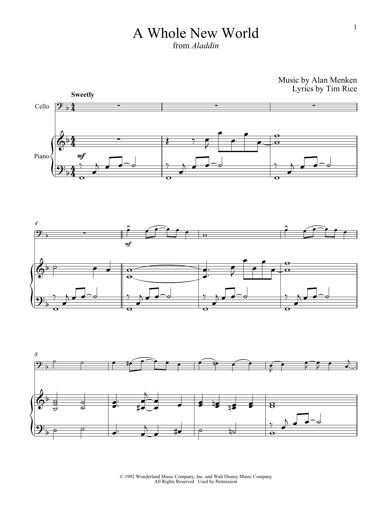 Produktbild zu:  A Whole New World (from Aladdin) - Alan Menken & Tim Rice