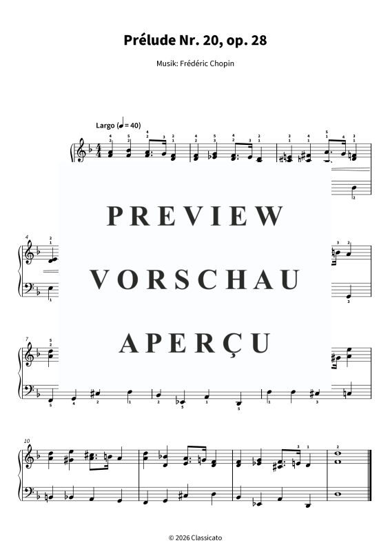 Produktgalerie: Seite 1 von 5 Prélude Nr. 20 - op. 28 · Vereinfachte Fassung, , Klavier Solo