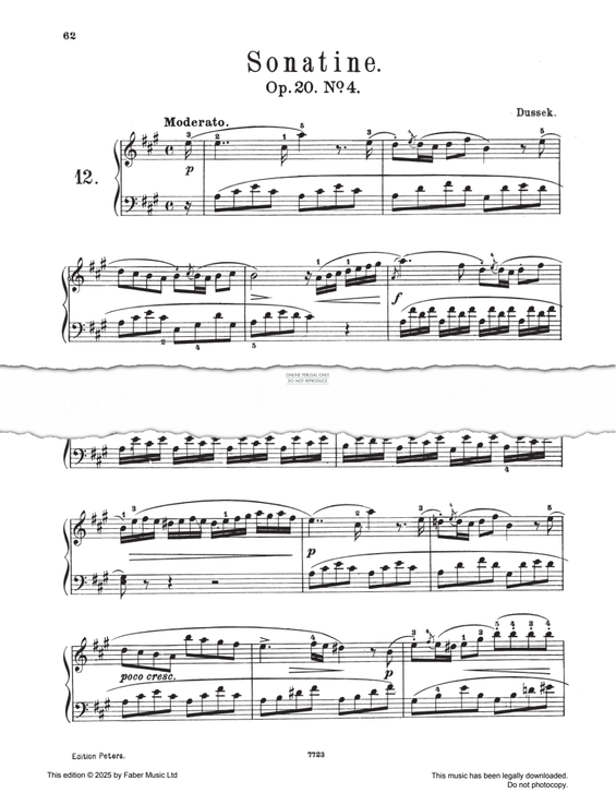 Produktgalerie: Seite 1 von 1 Sonatina in A major Op. 20 No. 4, Johann Ladislaus Dussek, Klavier