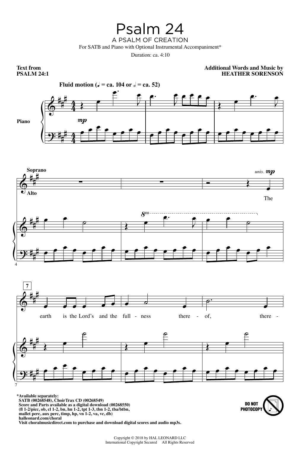 Produktbild zu: Psalm 24 (A Psalm Of Creation)