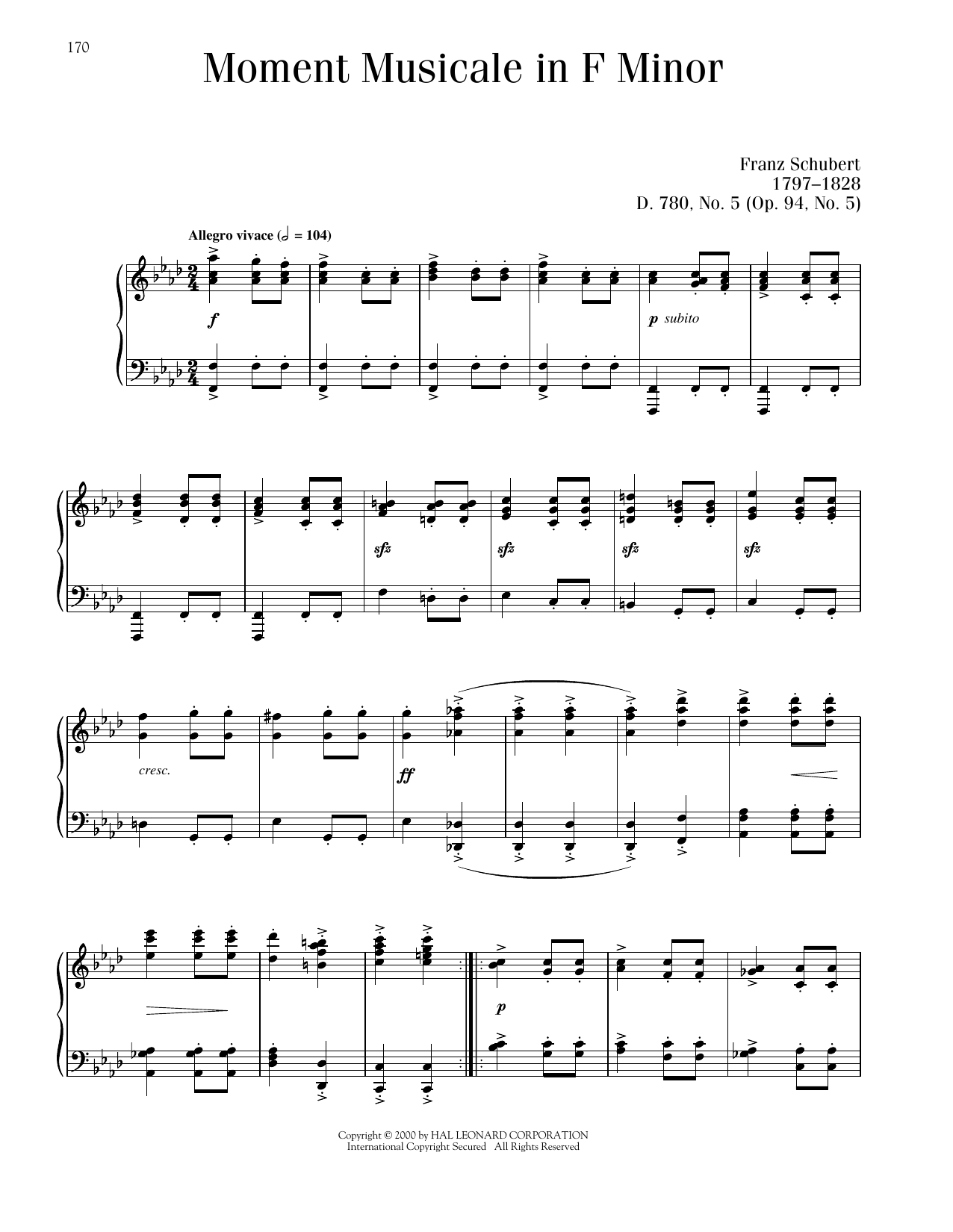 Product picture to: Moment Musical In F Minor, Op. 94, No. 5