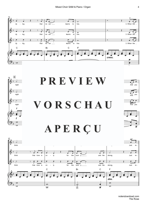 Product gallery: Page 7 of 11 The Rose, Midler, Bette, Trio: Mixed Choir/Ensemble, Piano, and Optional Organ Or Cello - Single Version