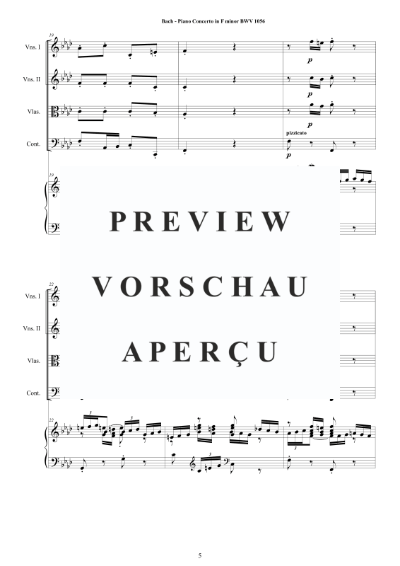 Produktgalerie: Seite 6 von 11 Klavierkonzert F-Moll BWV 1056, , Klavier Solo und Streichorchester