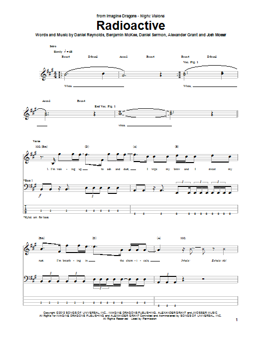 Produktgalerie: Seite 1 von 1 Radioactive, Imagine Dragons, E-Bass