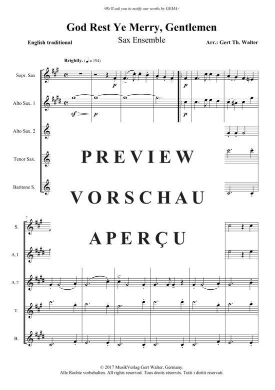 Produktgalerie: Seite 2 von 3 God Rest Ye Merry, Gentlemen , , (Saxophon Quintett SAATB)