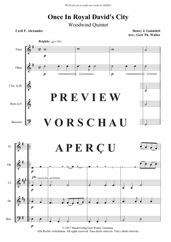 Produktgalerie: Seite 2 von 3 Once In Royal David´s City , , (Holzbläserquintett)