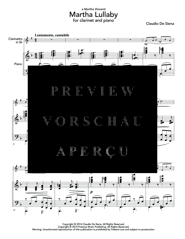 Product gallery: Page 5 of 10 Martha Lullaby, , (clarinet in Bb and piano)