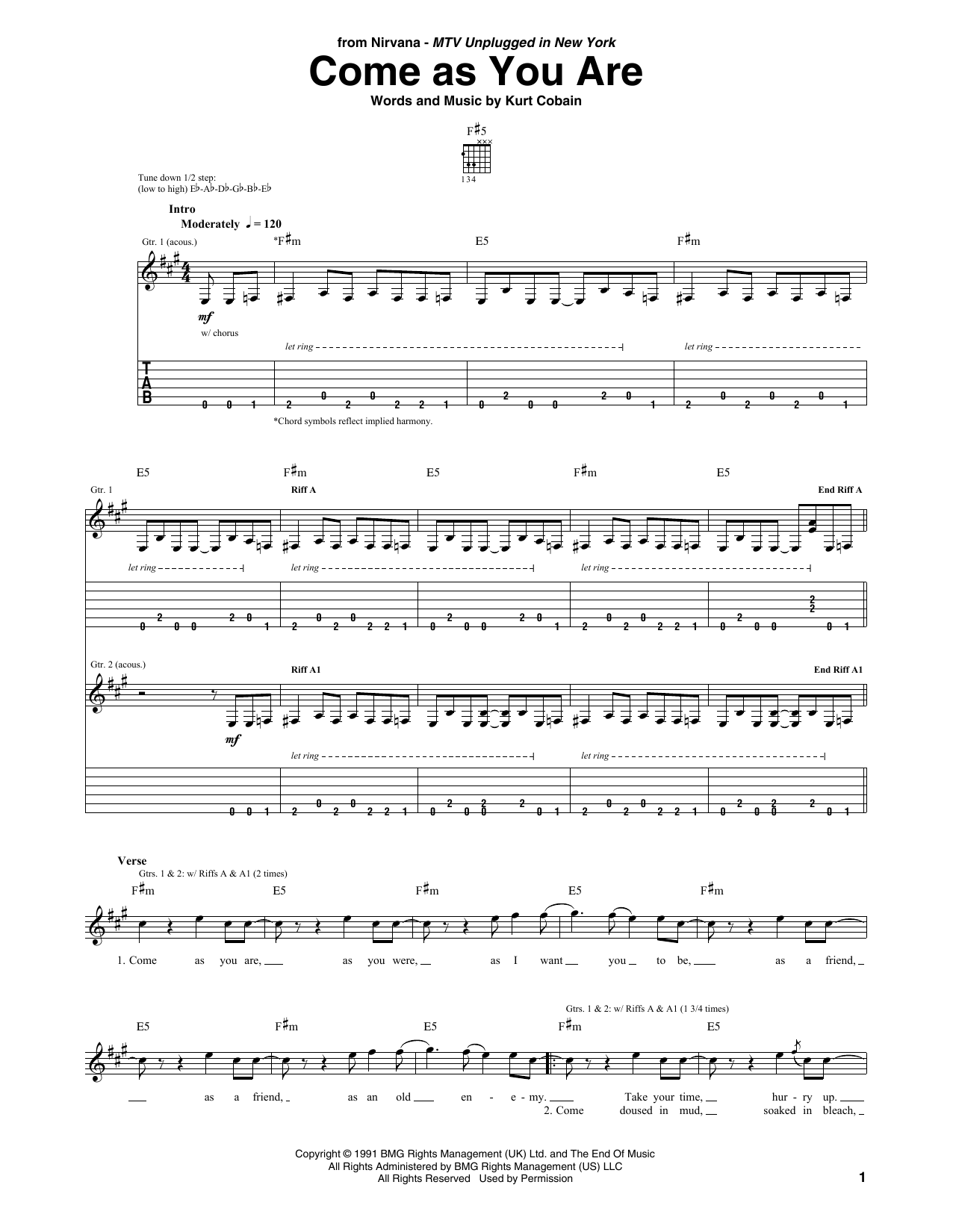 Produktgalerie: Seite 1 von 1 Come As You Are, Nirvana, Gitarre