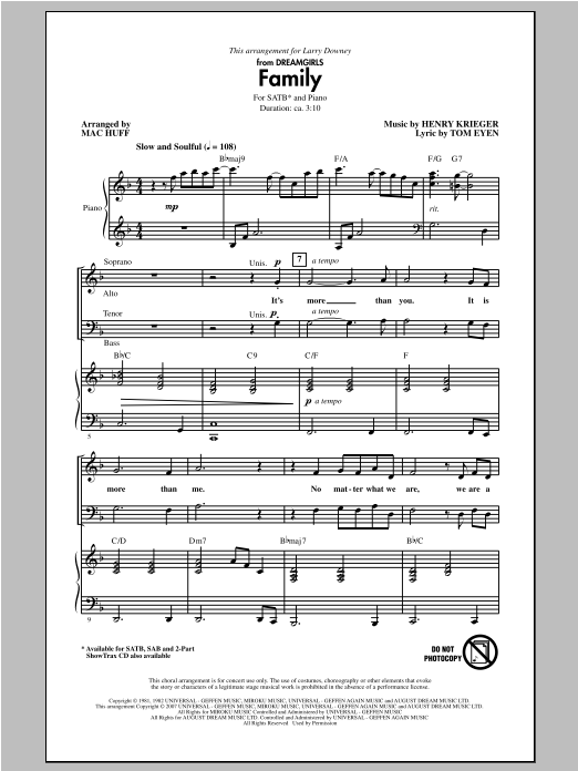 Product picture to: Family (from Dreamgirls) (arr. Mac Huff)