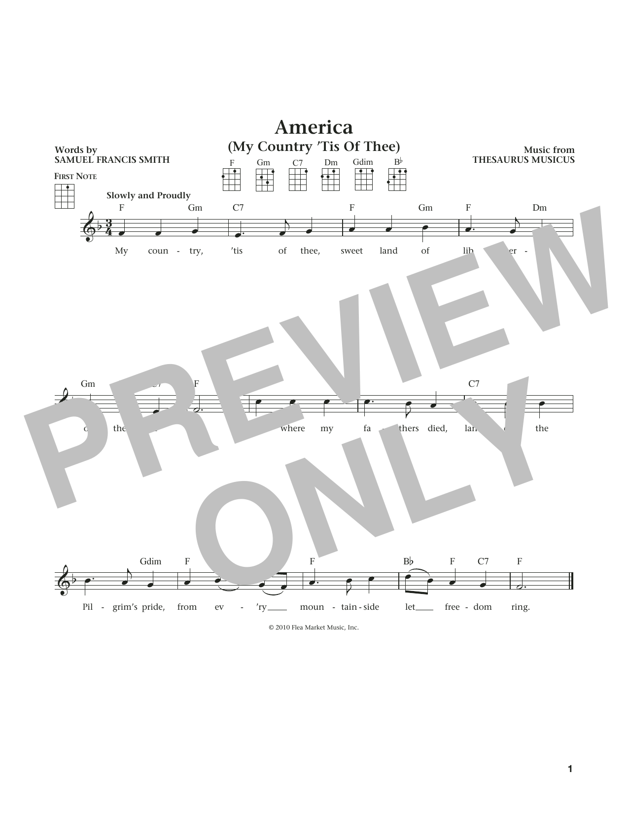 Product gallery: Page 1 of 1 My Country, 'Tis Of Thee (America) (from The Daily Ukulele) (arr. Liz and Jim Beloff), Thesaurus Musicus