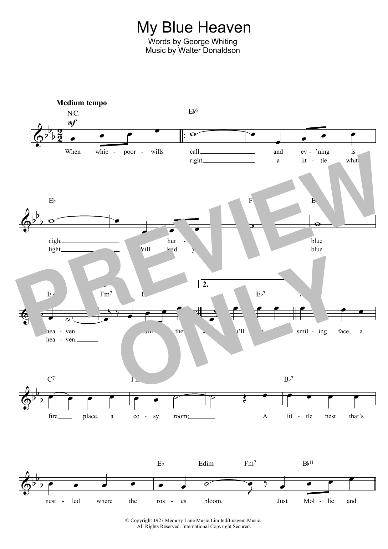 Produktgalerie: Seite 1 von 1 My Blue Heaven, Walter Donaldson