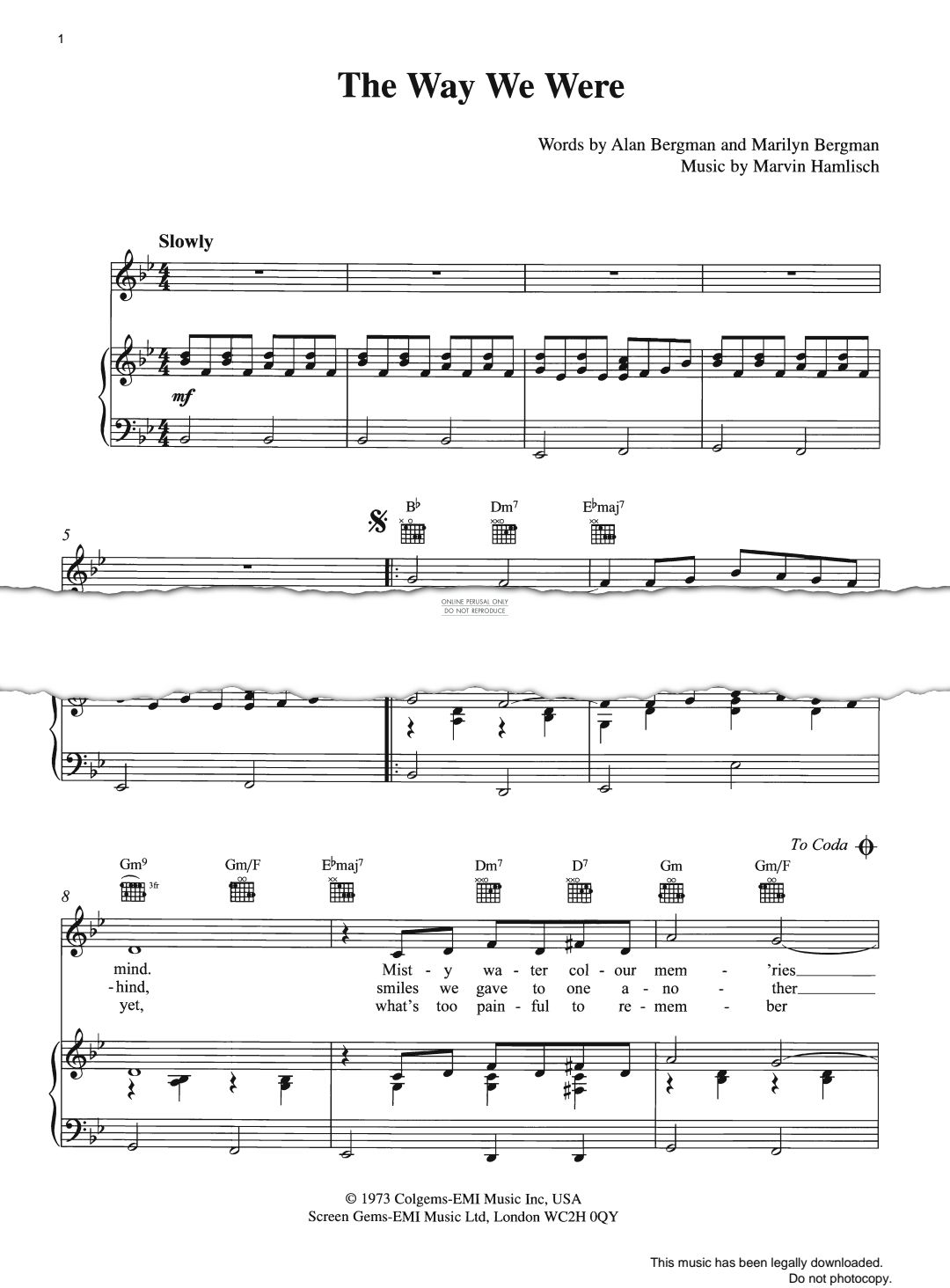 gallery: The Way We Were, Barbra Streisand, Gesang, Gitarre, Klavier