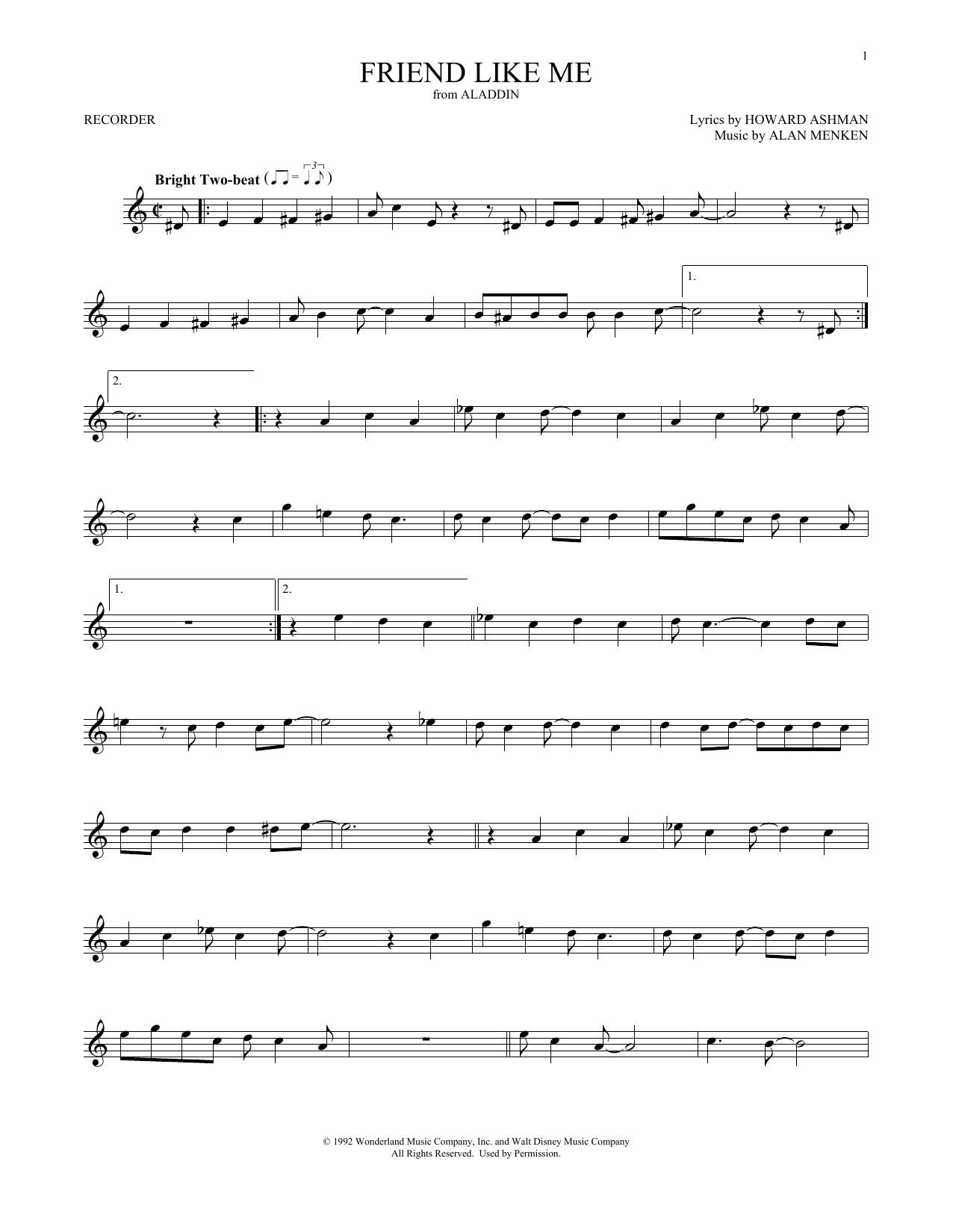 Product gallery: Page 1 of 1 Friend Like Me (from Aladdin), Alan Menken & Howard Ashman