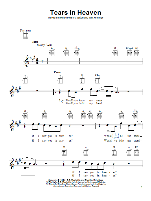 Product gallery: Page 1 of 1 Tears In Heaven, Eric Clapton