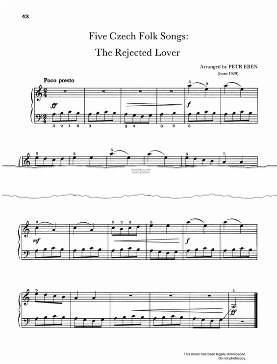 Produktgalerie: Seite 1 von 1 The Rejected Lover (from 'Five Czech Folk Songs'), Petr Eben, Klavier