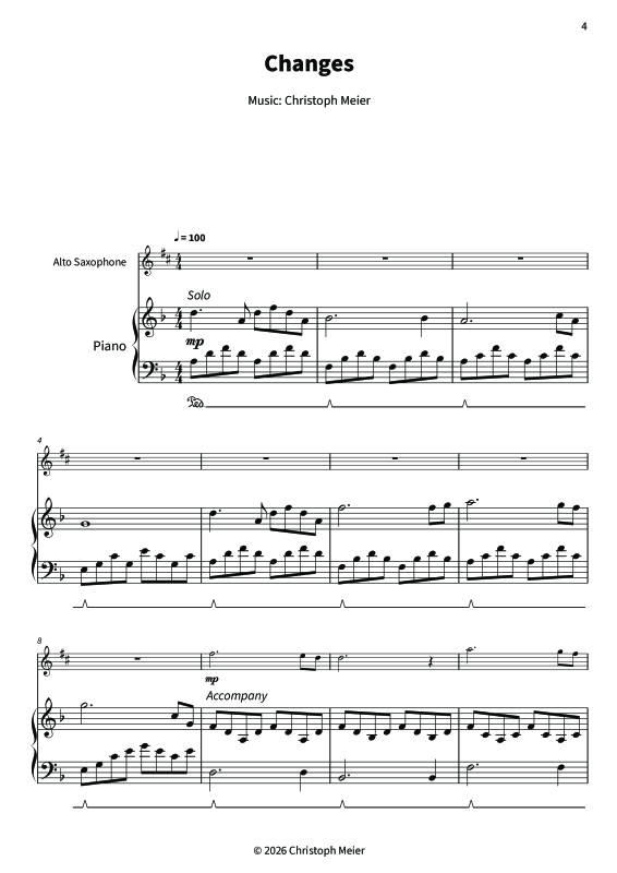 Produktgalerie: Seite 1 von 11 Changes - Gentle Melodies for Weddings, Church, and Other Occasions, , Altsaxophon und Klavier